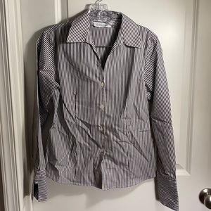 Calvin Klein navy striped button-up